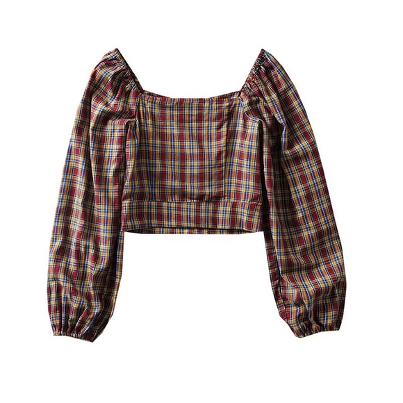 MICN Vintage French Square Collar Bubble Sleeve Crop Top for women 9/10 new - Picture 4 of 6